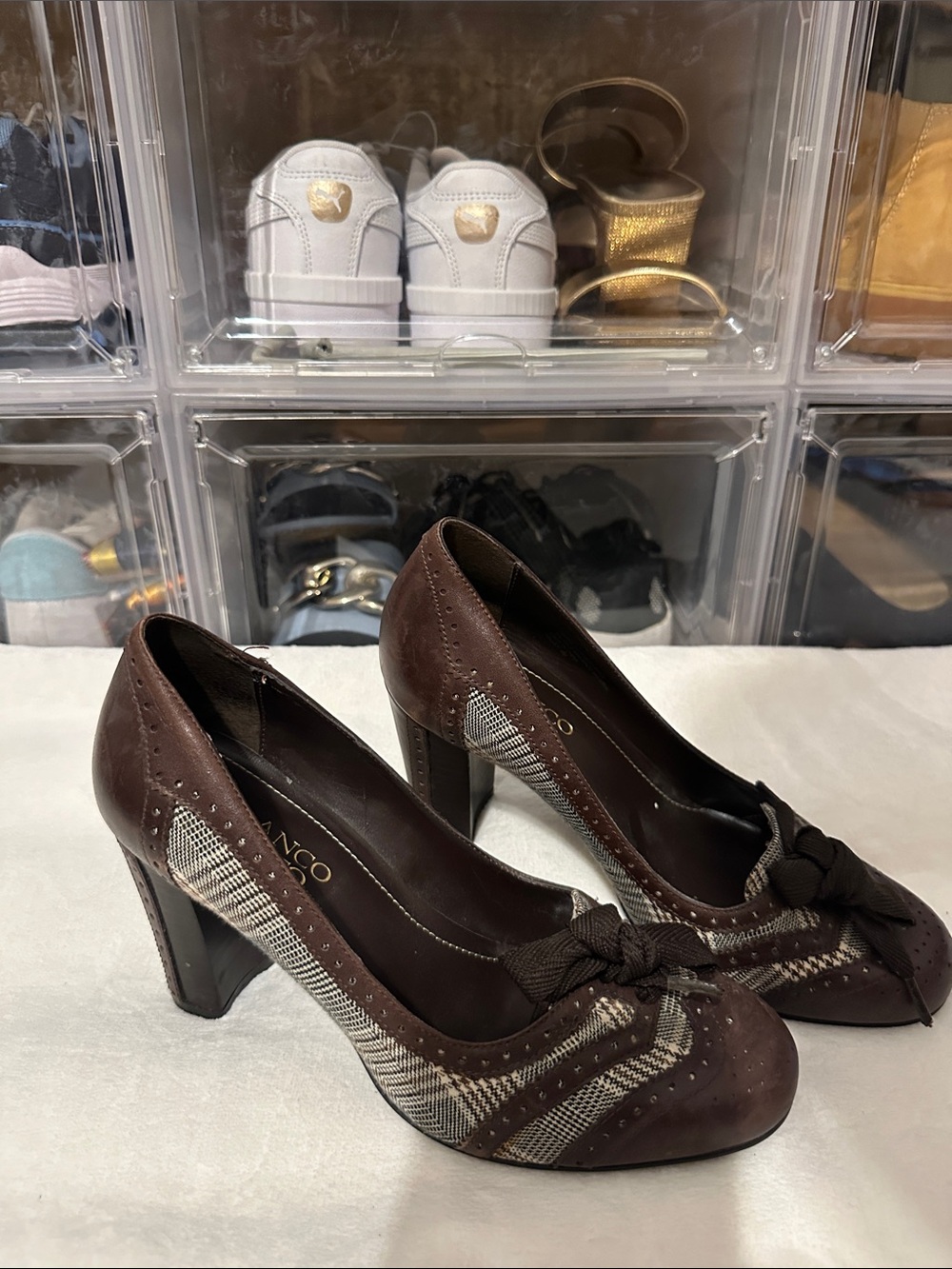 Franco Sarto Brown Plaid Bow Pump - Picture 2 of 12